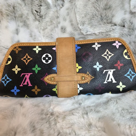 RARE Louis Vuitton Black Multicolor Monogram Shirley Clutch Shoulder Bag - Picture 2 of 16